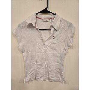 Vintage 90s Y2K Energie Baby Tee Collar Womens Medium Cotton Preppy Layer